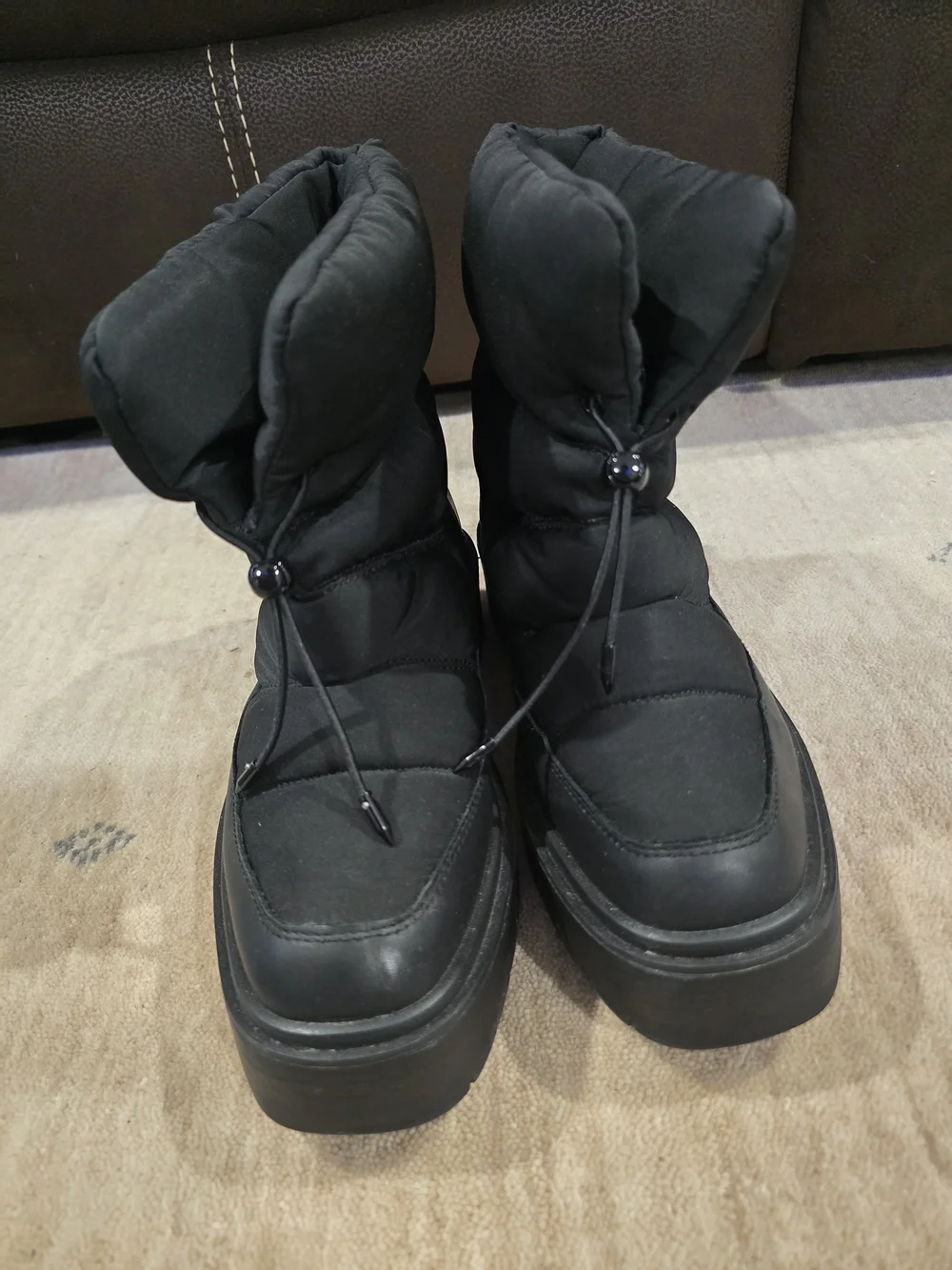 Sam Edelman Black Quilted Puffer Platform Ankle Boots